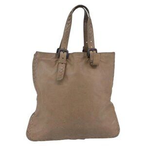 BOTTEGA VENETA INTRECCIATO Tote Bag Leather Beige Auth 146728
